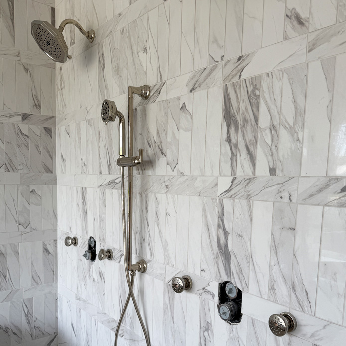 Shower tile at new showroom